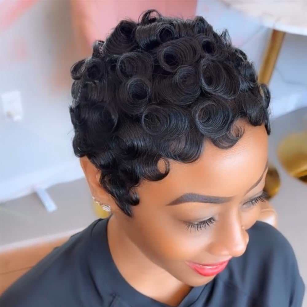 SeFiSha short layered pixie cut wig with bangs for natural daily styling.