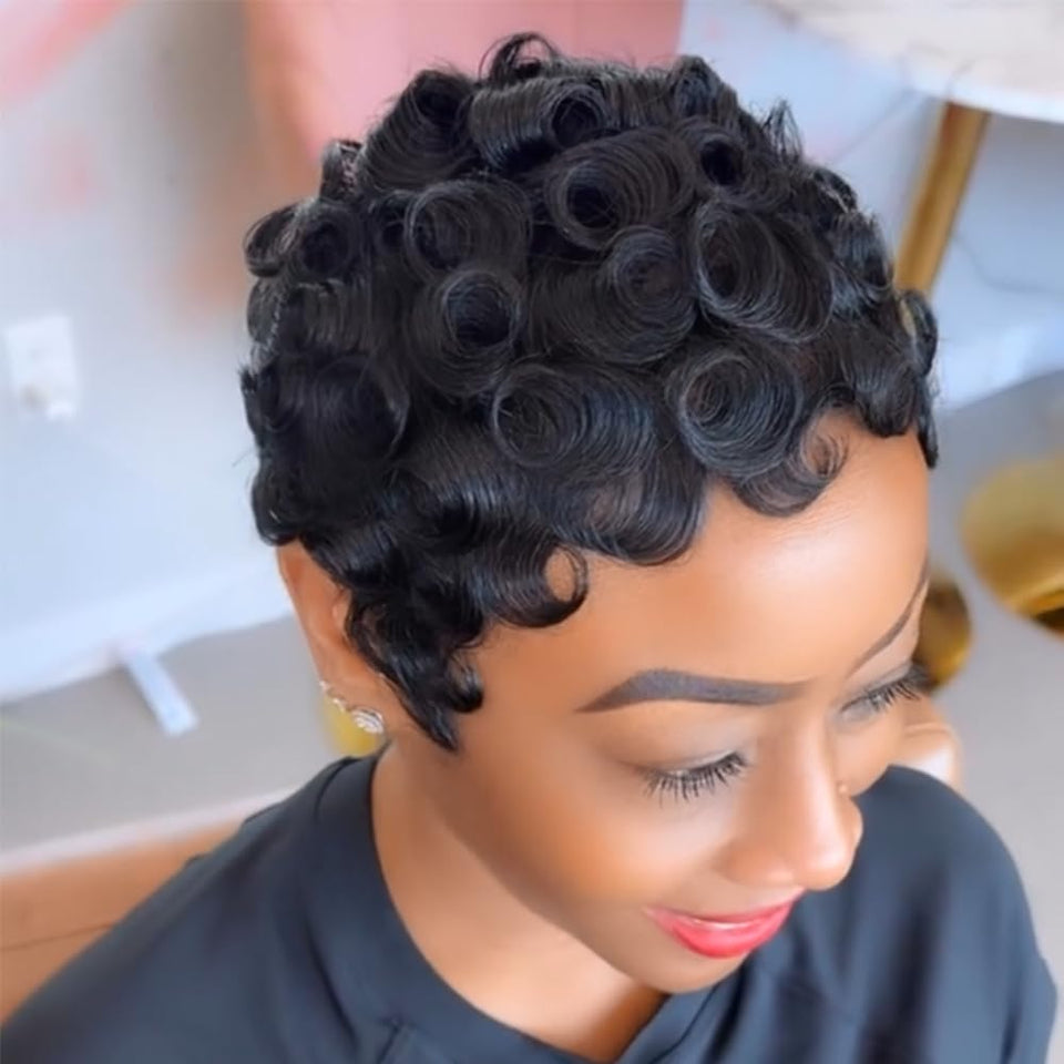 SeFiSha short layered pixie cut wig with bangs for natural daily styling.