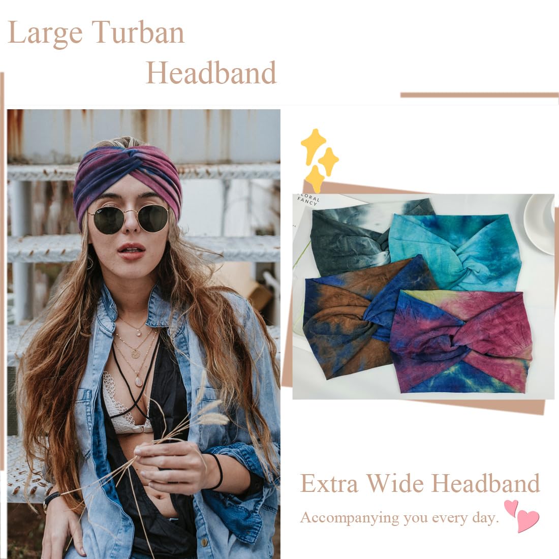 Sefiinh tie-dye headband 8-pack offers soft, breathable wear.