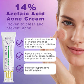 Sefralls Azelaic Acid Cream packaging shown for premium skincare and redness relief.