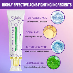 Sefralls Azelaic Acid Cream spread on skin demonstrating even tone improvement.