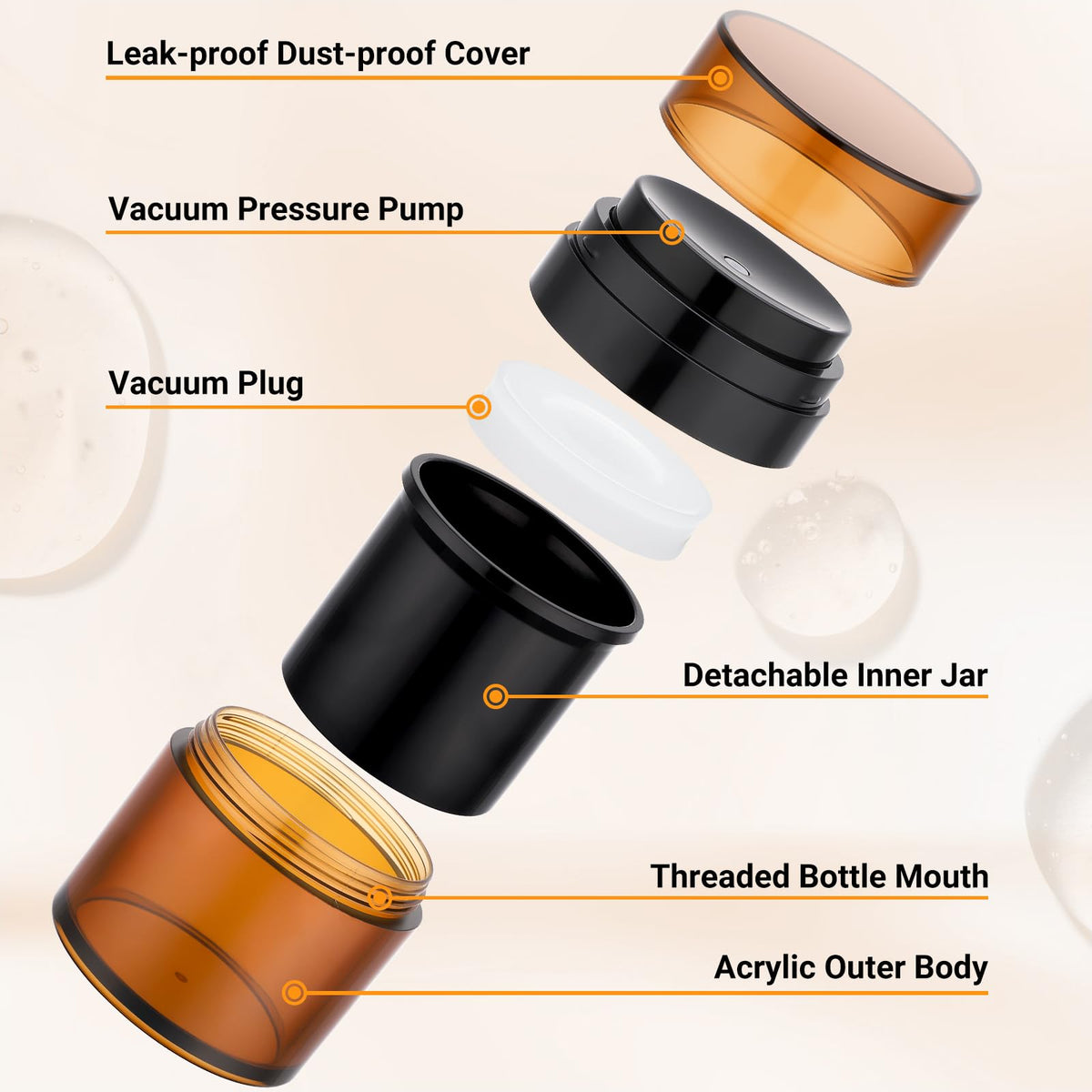 Segbeauty amber cream jar 50ml with pump shields contents from light