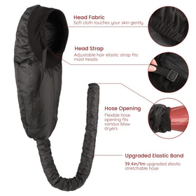 Elastic strap securing the bonnet to the dryer for hands-free use
