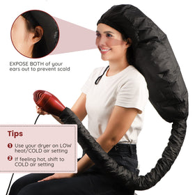 Extra-large cap hood illustration demonstrating coverage for long hair and rollers