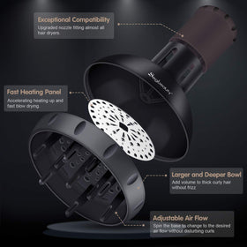 Segbeauty hair diffuser adjustable airflow distributes heat evenly for frizz control