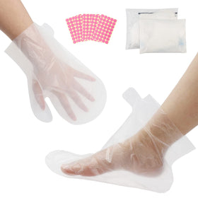 Segbeauty paraffin wax liners mitts in use for at-home spa treatment