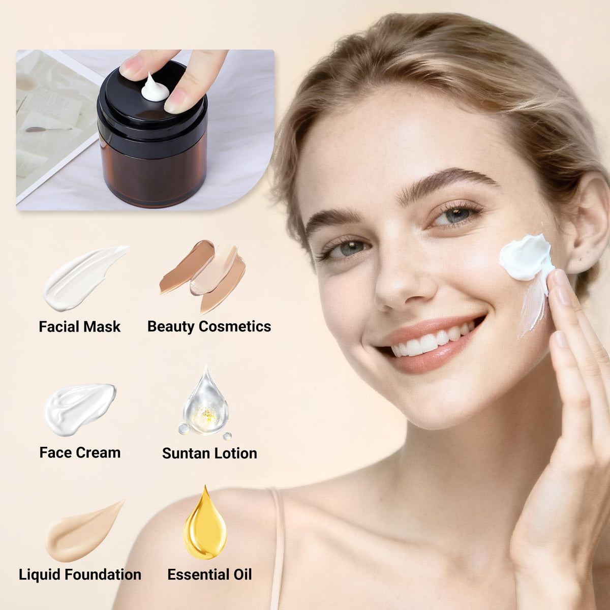 Segbeauty refillable pump jar travel set for on-the-go skincare
