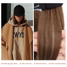 SEGO hat-wearer showcases 6-inch extensions on head for natural fullness