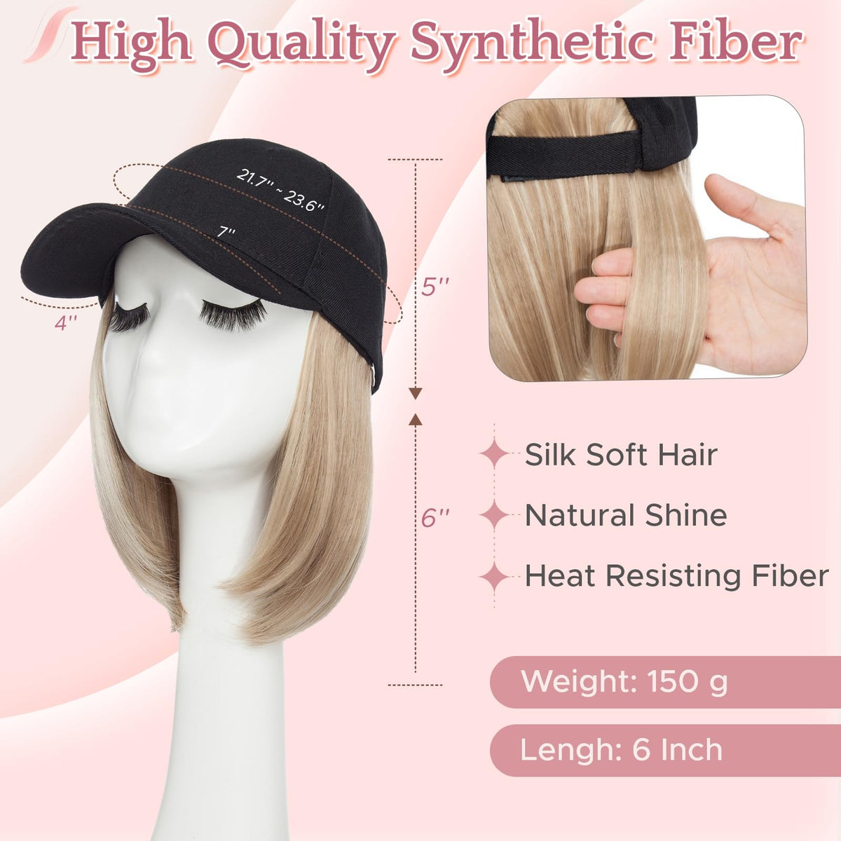 SEGO hat wig light blonde mix hair blends naturally with yours.