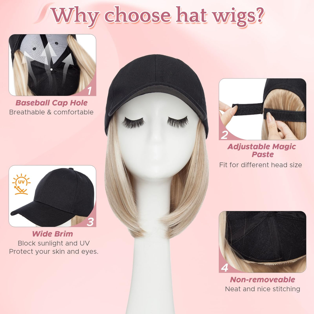 SEGO hat wig natural-looking blend with your own hair.