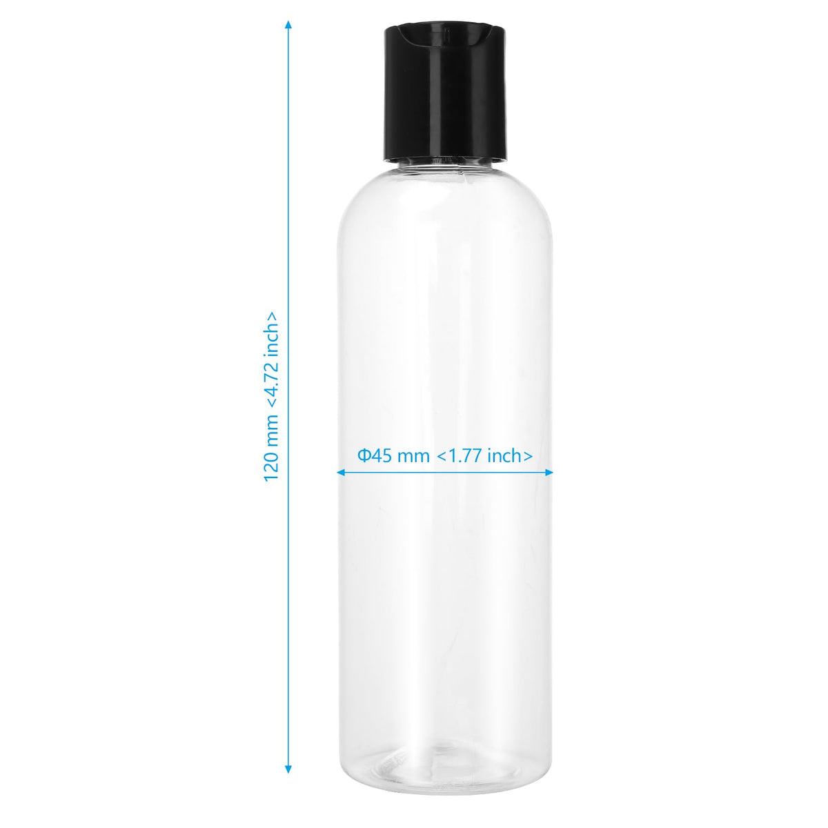 SEHOI clear plastic bottle showing black disc cap and leak prevention