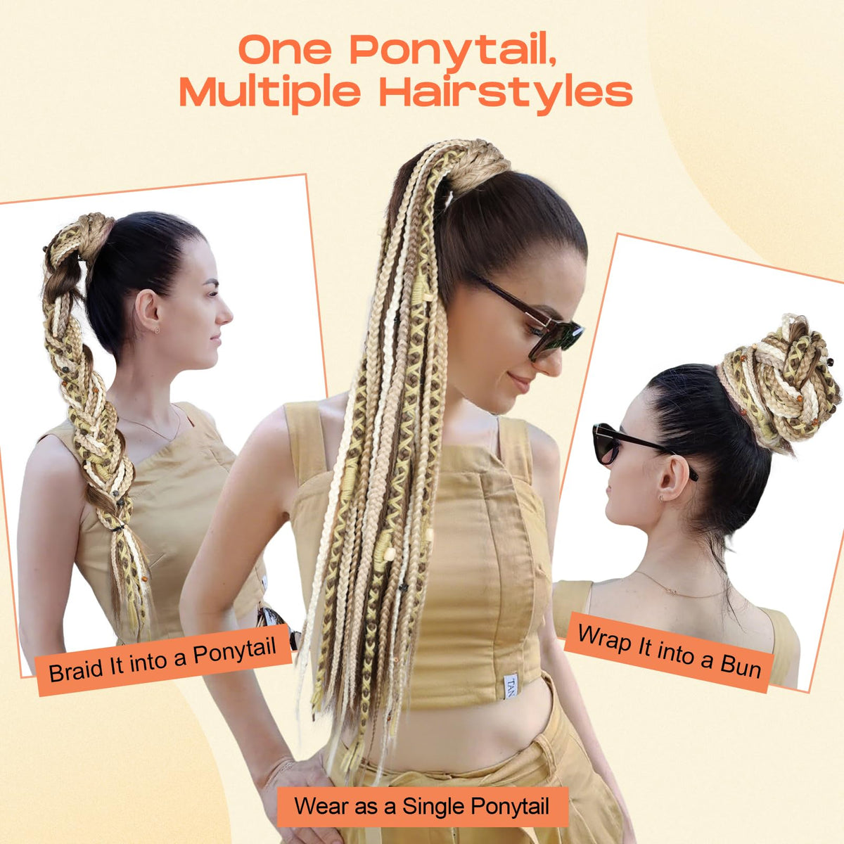 SEIKEA Bun-wrap styling option demonstrates versatile looks with the same piece.