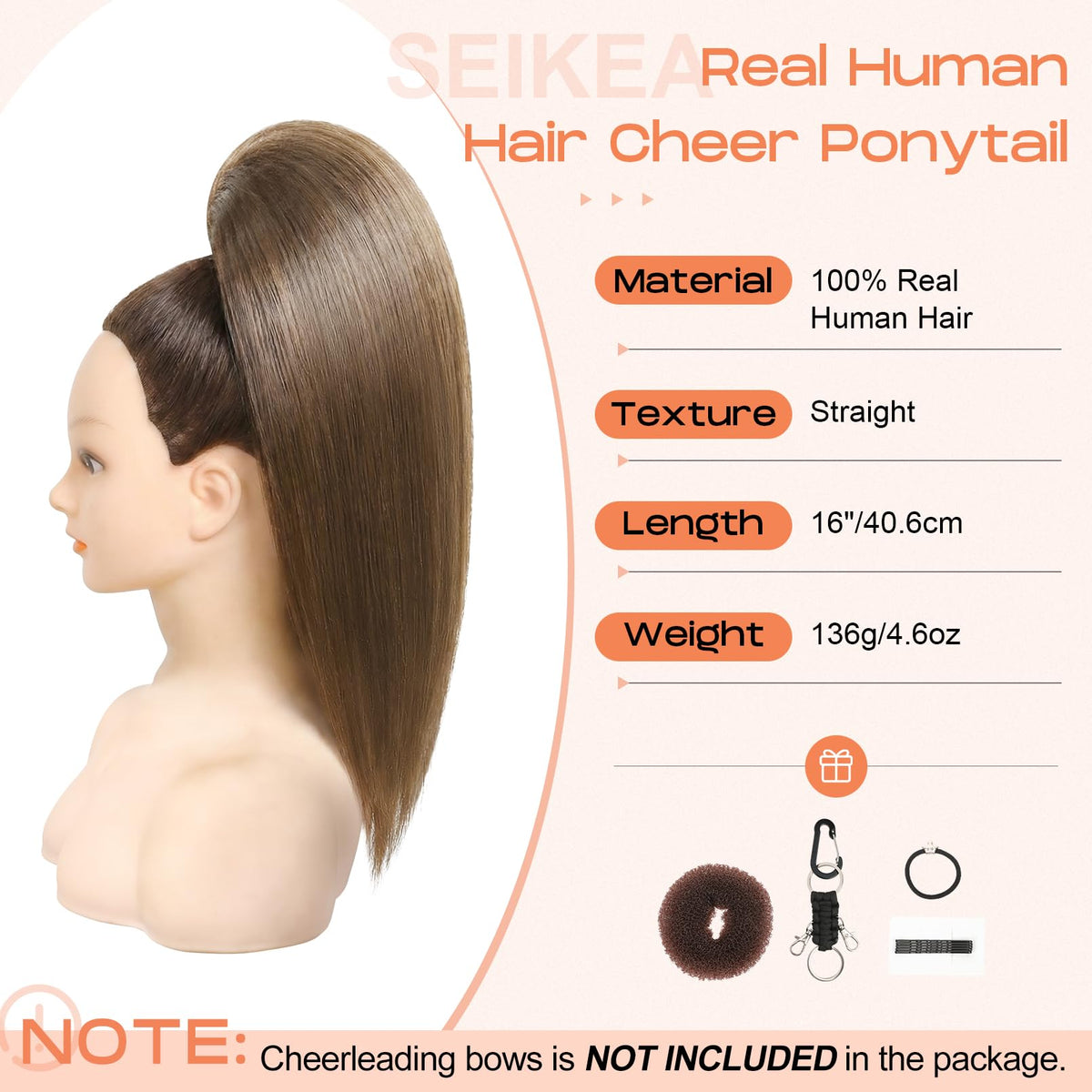 SEIKEA Cheer Ponytail 16in fuller look with secure fit during performances