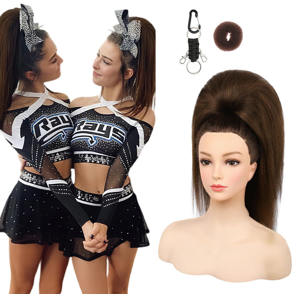 SEIKEA Cheer Ponytail 18-inch length for dramatic volume during routines.