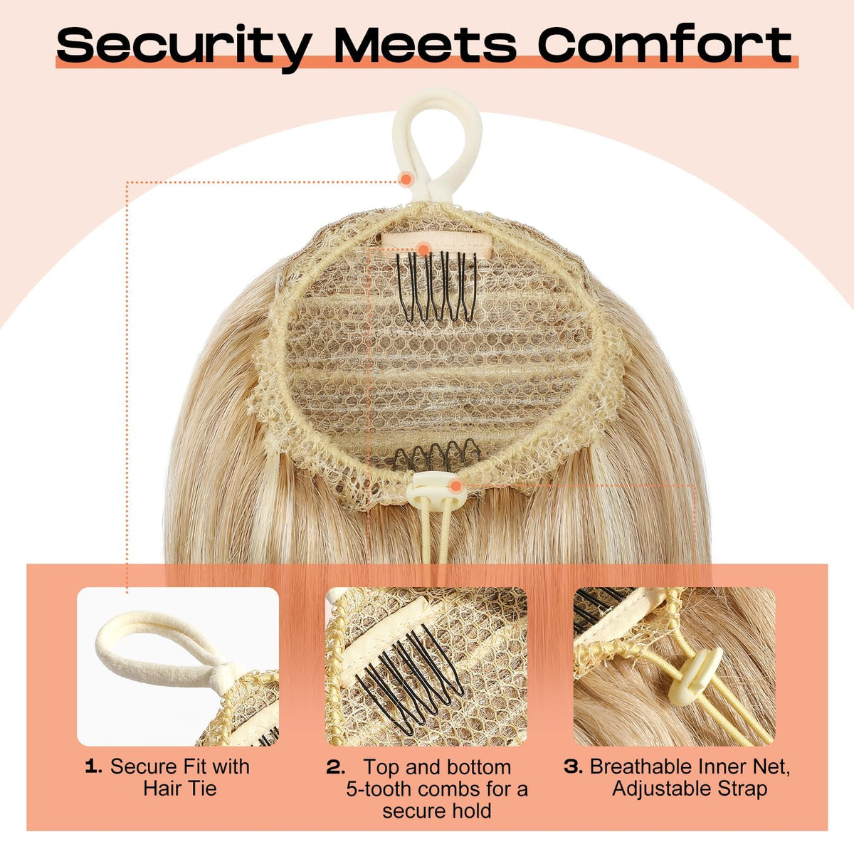 Natural-looking ash blonde SEIKEA ponytail enhances fullness for performances