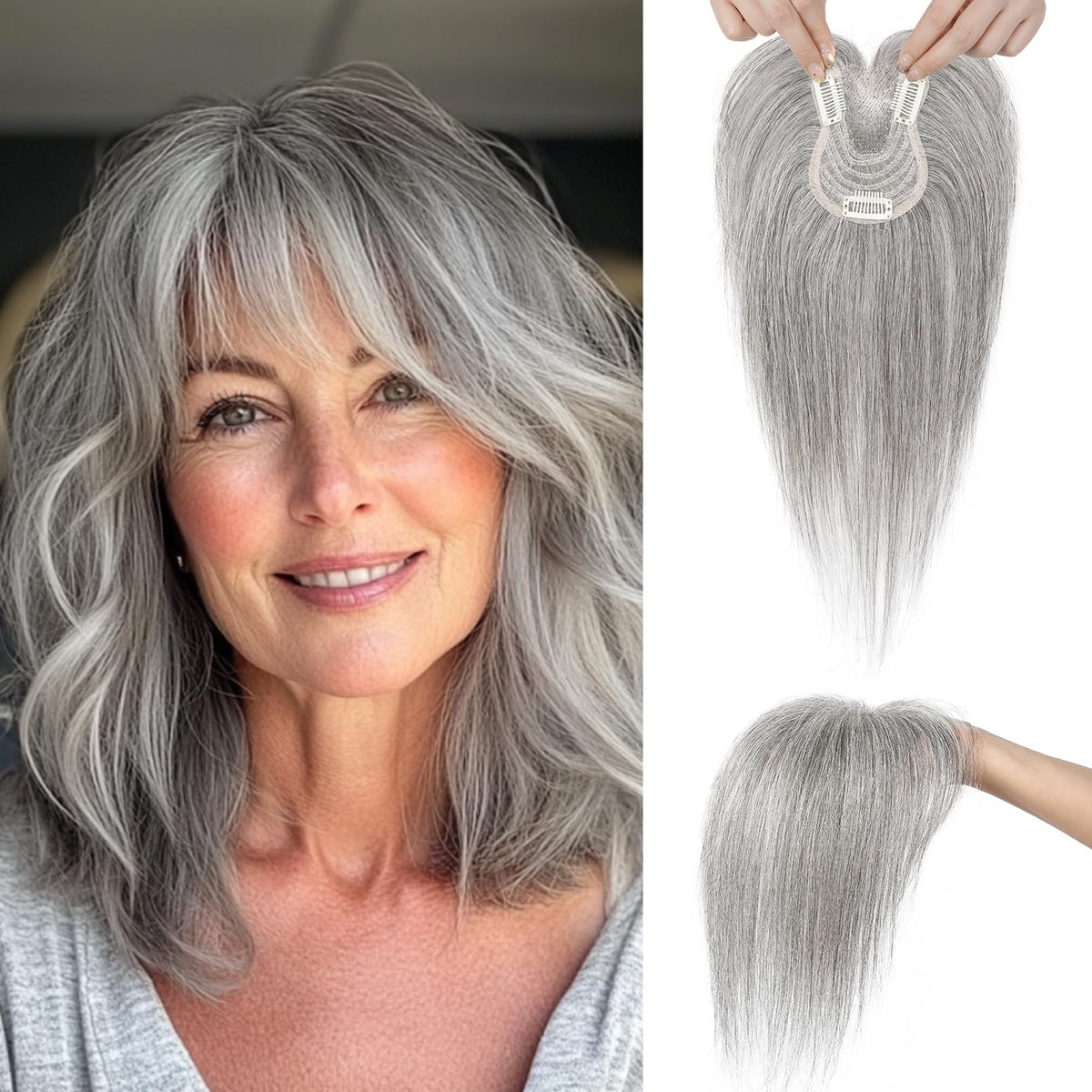 SEIKEA hair toppers with wispy bangs boost volume for thinning hair