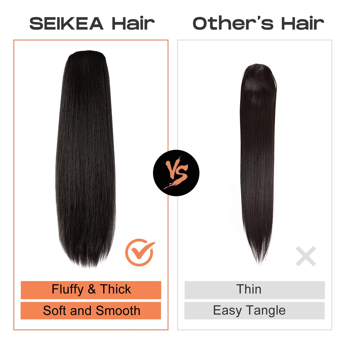SEIKEA clip-in ponytail with two clips for stable, comfortable wear.