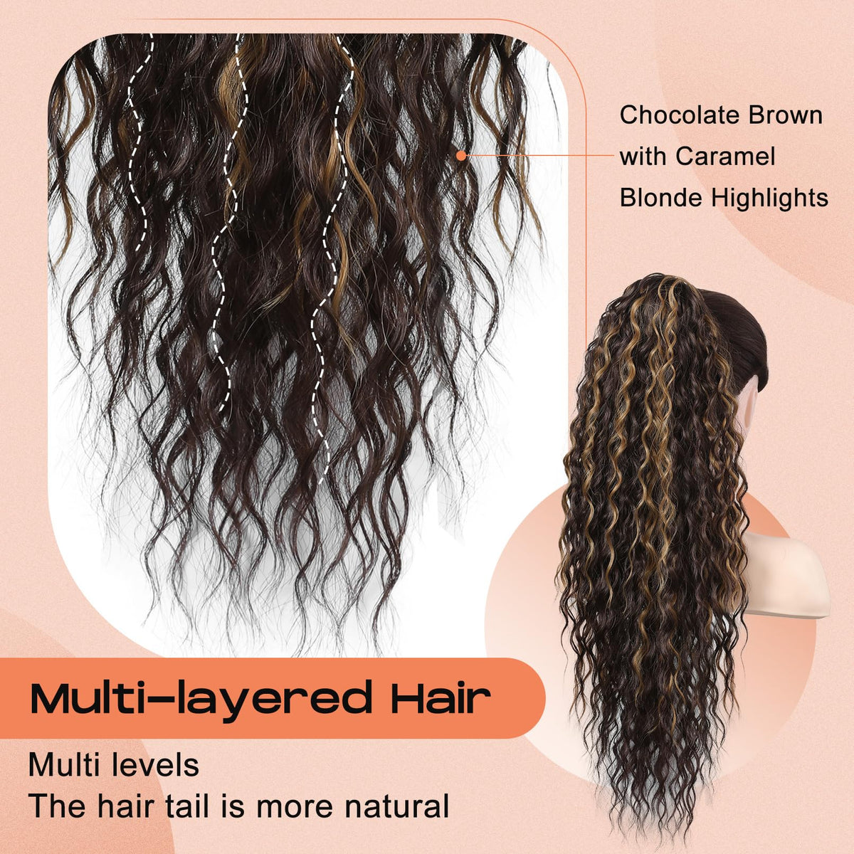 SEIKEA Ponytail Extension Isabella multi-layered design creates natural silhouette