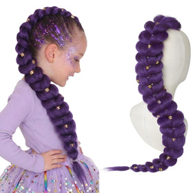 SEIKEA purple braiding hair pony tail 30-inch front view for instant character energy