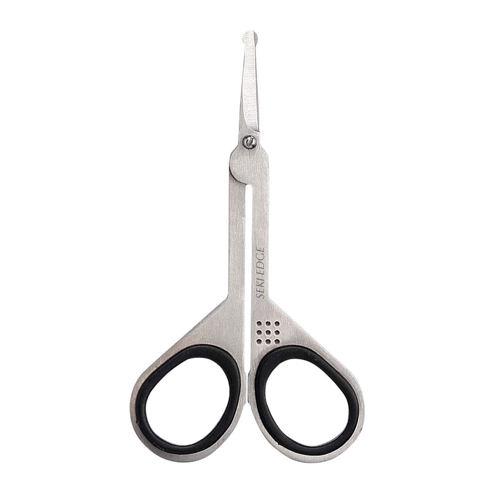 Seki Edge nostril scissors with round tip for safe, precise nose hair trimming.