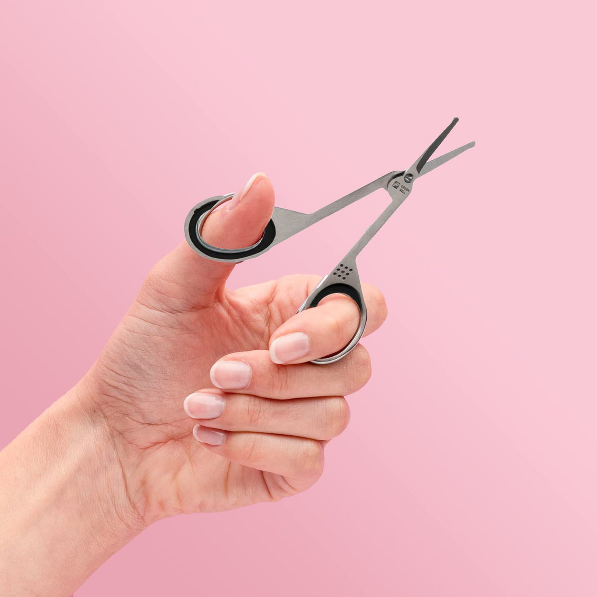 Seki Edge scissors feature rubber grip inserts for comfortable handling.