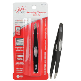 SEKI EDGE SS-518 slant-tip tweezer for precise eyebrow shaping and hair removal