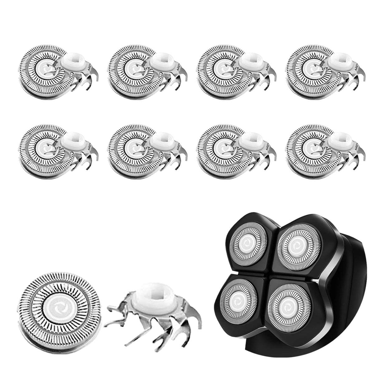 SEKINININT 8-pack head blades display showing long-lasting sharpness for daily shaves.