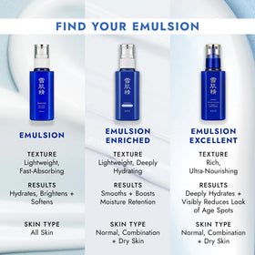 SEKKISEI Emulsion Inula Flower Extract for nourishing look.