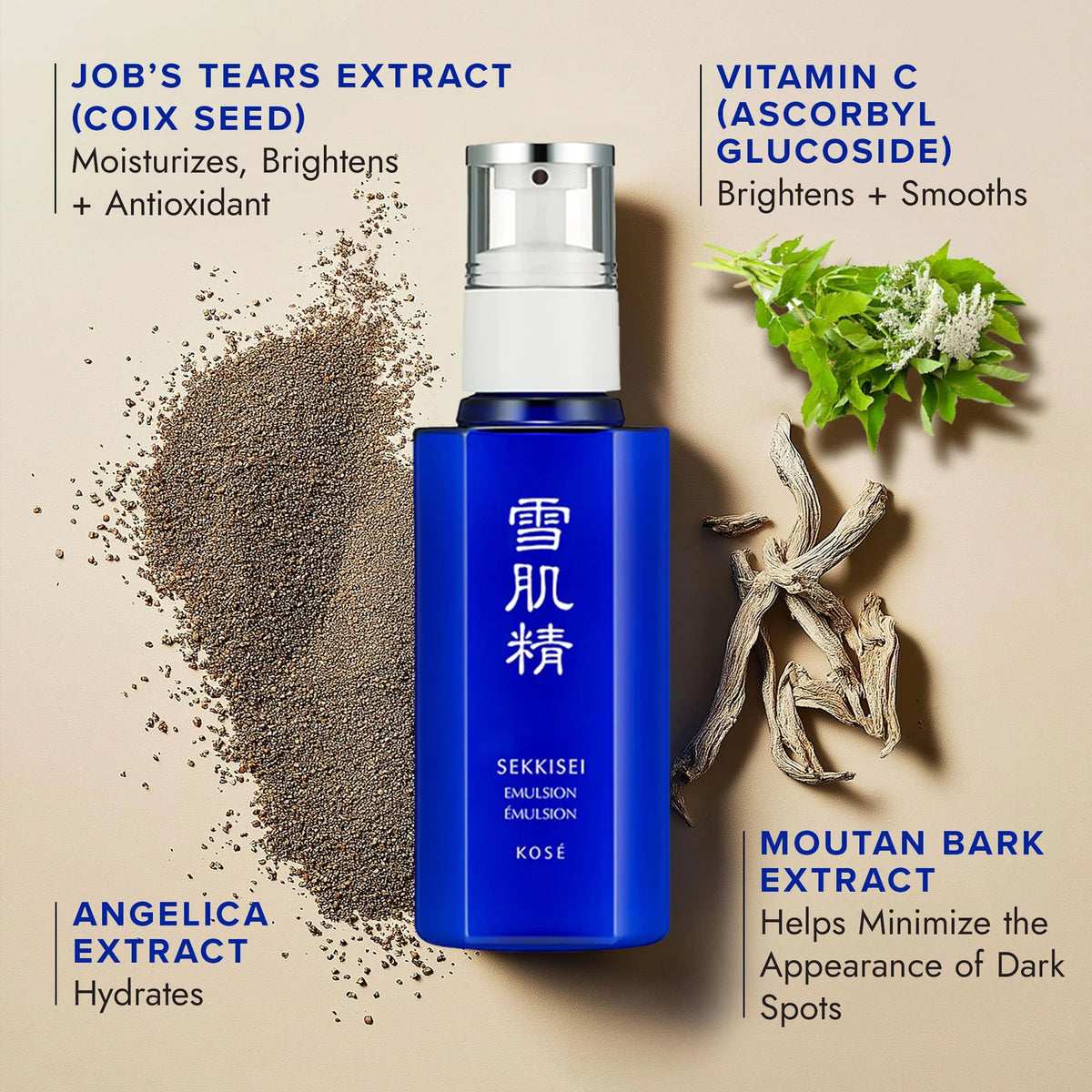 SEKKISEI Emulsion vitamin-C content supports radiant-looking skin.