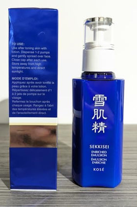 SEKKISEI Enriched Emulsion application scene suggests morning or evening routine