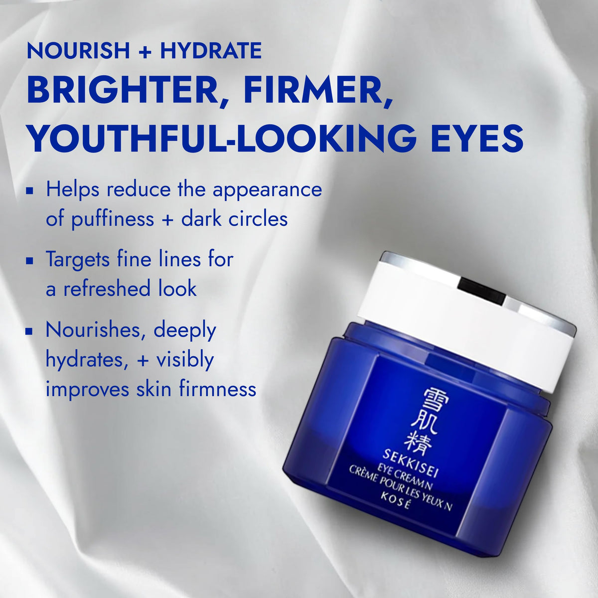 SEKKISEI Eye Cream being applied under the eye for moisture and smoothness