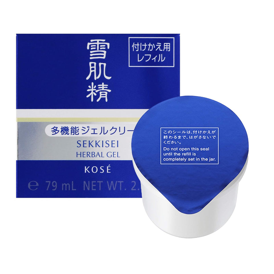 SEKKISEI herbal gel refill pod bottle front, compact packaging for quick hydration.