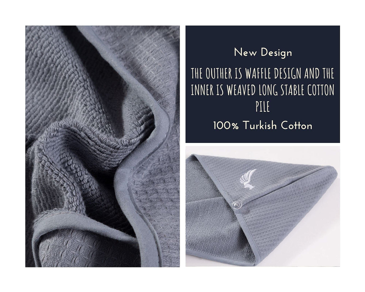 SELARUS hair towel wrap close-up shows 400 GSM cotton texture and absorbency.