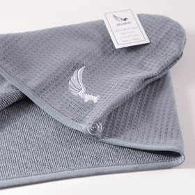 SELARUS hair towel wrap shown for travel and gym use.