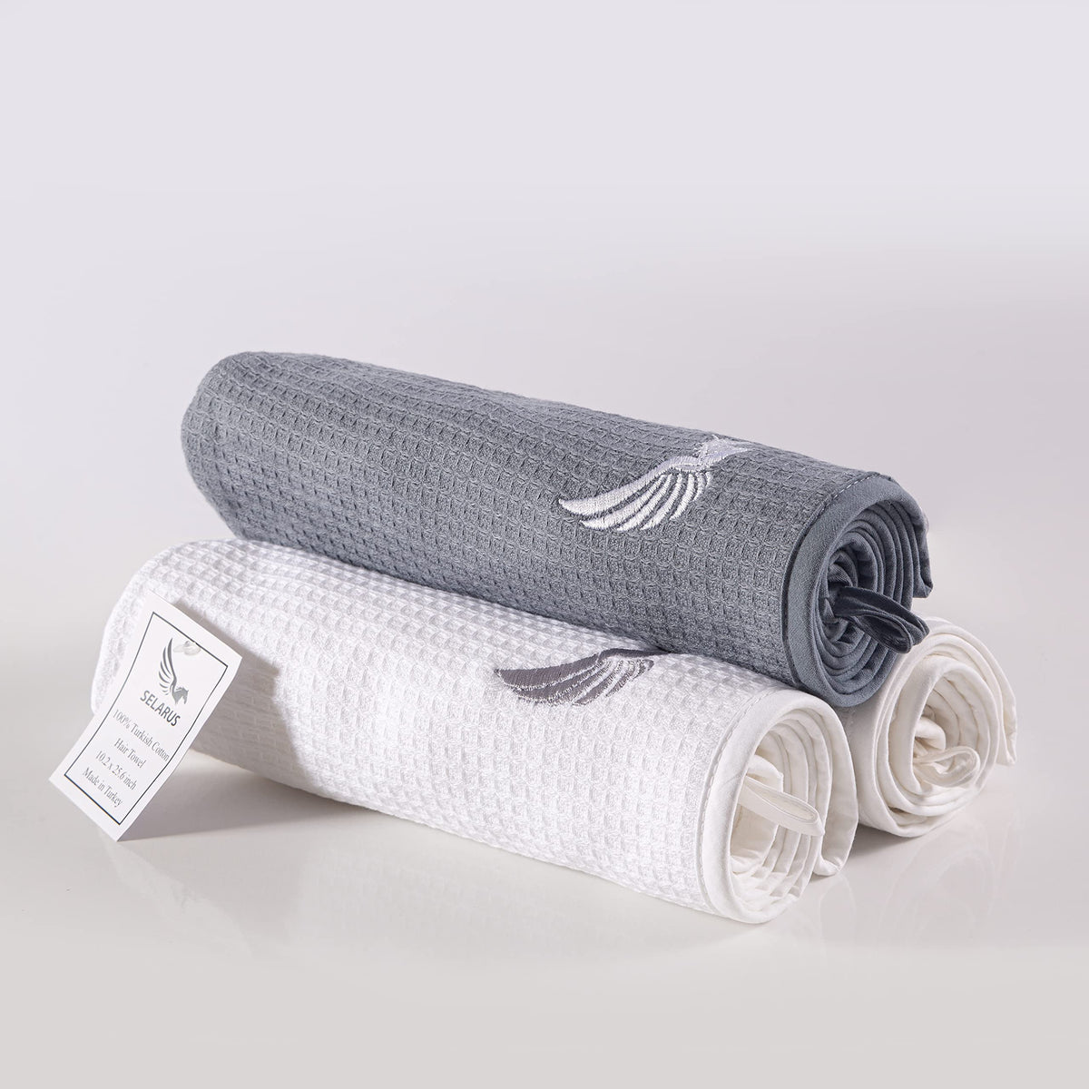 SELARUS waffle towel dries faster and remains soft with washes