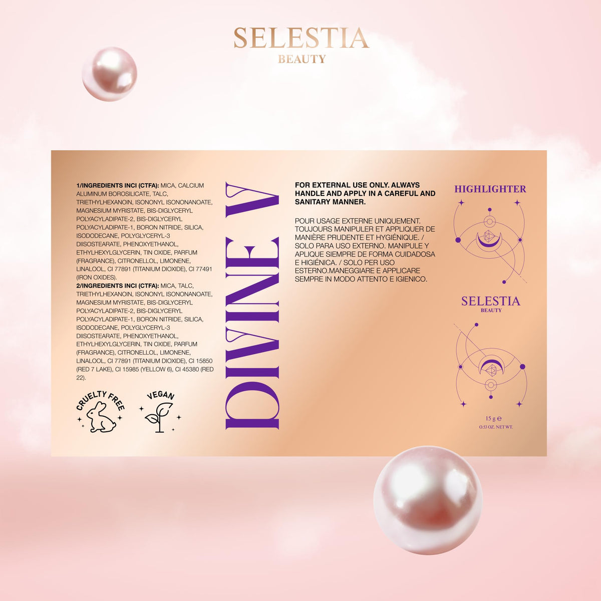 SELESTIA BEAUTY Divine V 0.53 oz travel-friendly glow.
