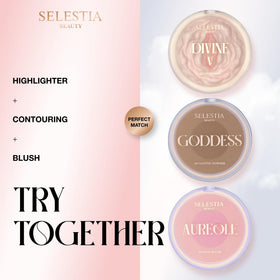 SELESTIA BEAUTY Divine V compact with subtle reflective shimmer.