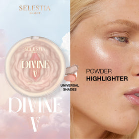 SELESTIA BEAUTY Divine V shimmer close-up showing ultra-fine powder.