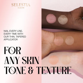 SELESTIA BEAUTY Divine V universal shade glows on diverse skin tones.