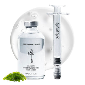 SELEVE Glow Caviar Ampoule bottle close-up highlighting hydrating, barrier-supporting formula