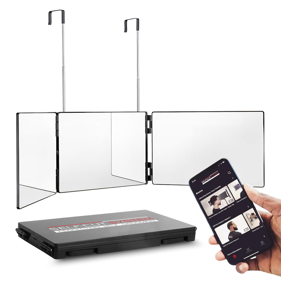 Self-Cut System 3-Way Mirror fold-flat design for full visibility during grooming.