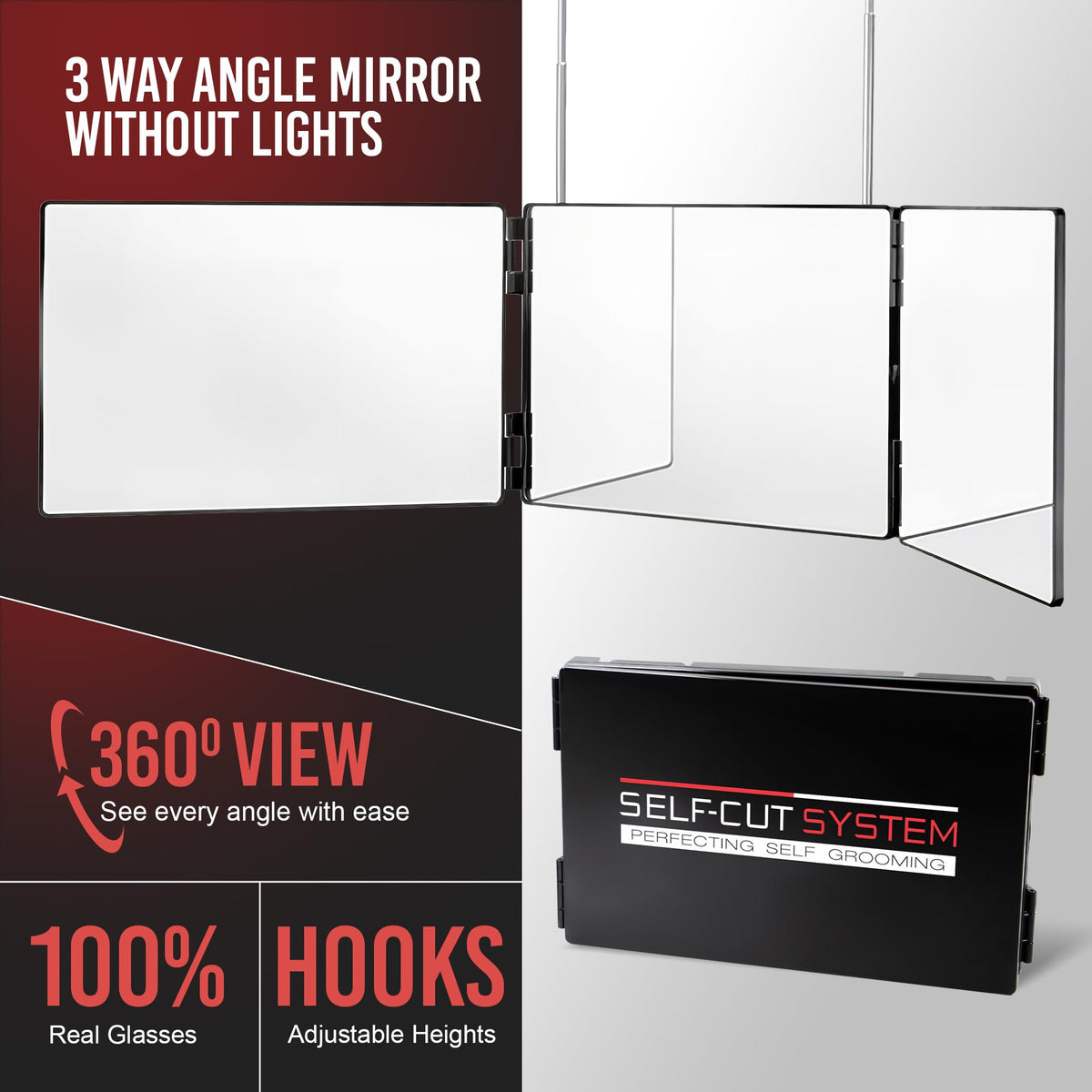Self-Cut System black finish adds sleek look to vanity.