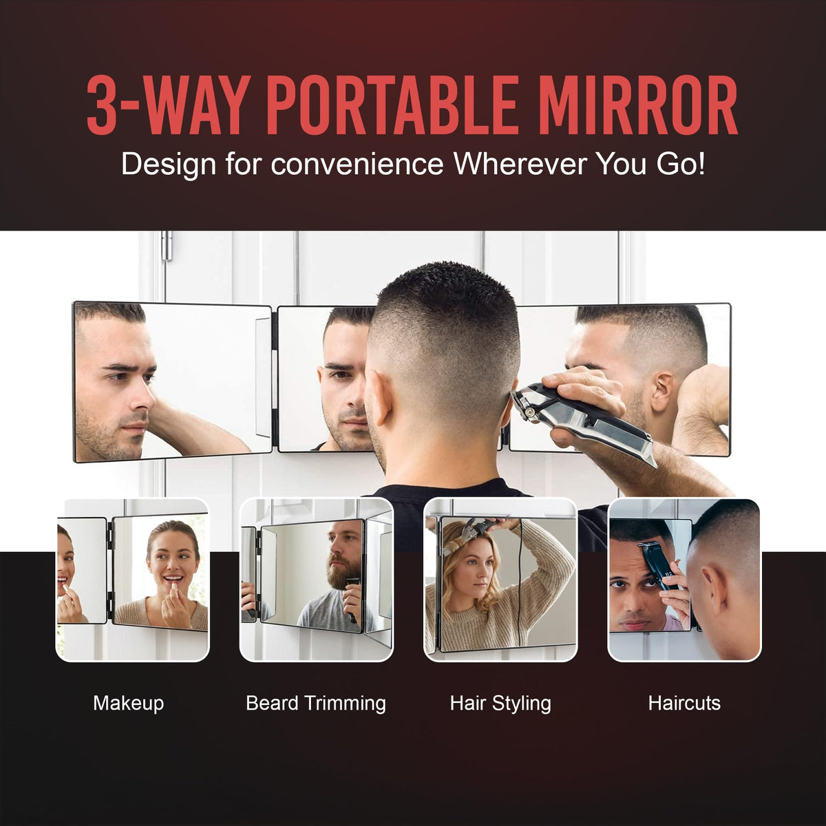 Self-Cut System compact 12.5-inch mirror fits tight spaces.