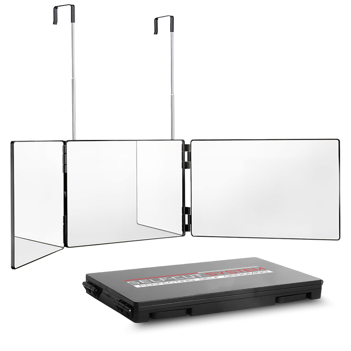 Self-Cut System three-way mirror enhances edge detailing at home.