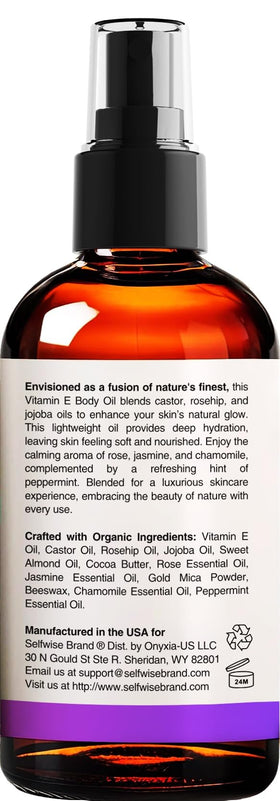 SelfWISE scented body massage oil for refreshing post-shower routine.
