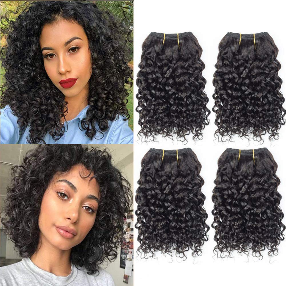Selina Brazilian curly hair bundles 8-inch front view for quick weave inspiration