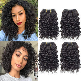 Selina Brazilian curly hair bundles 8-inch front view for quick weave inspiration