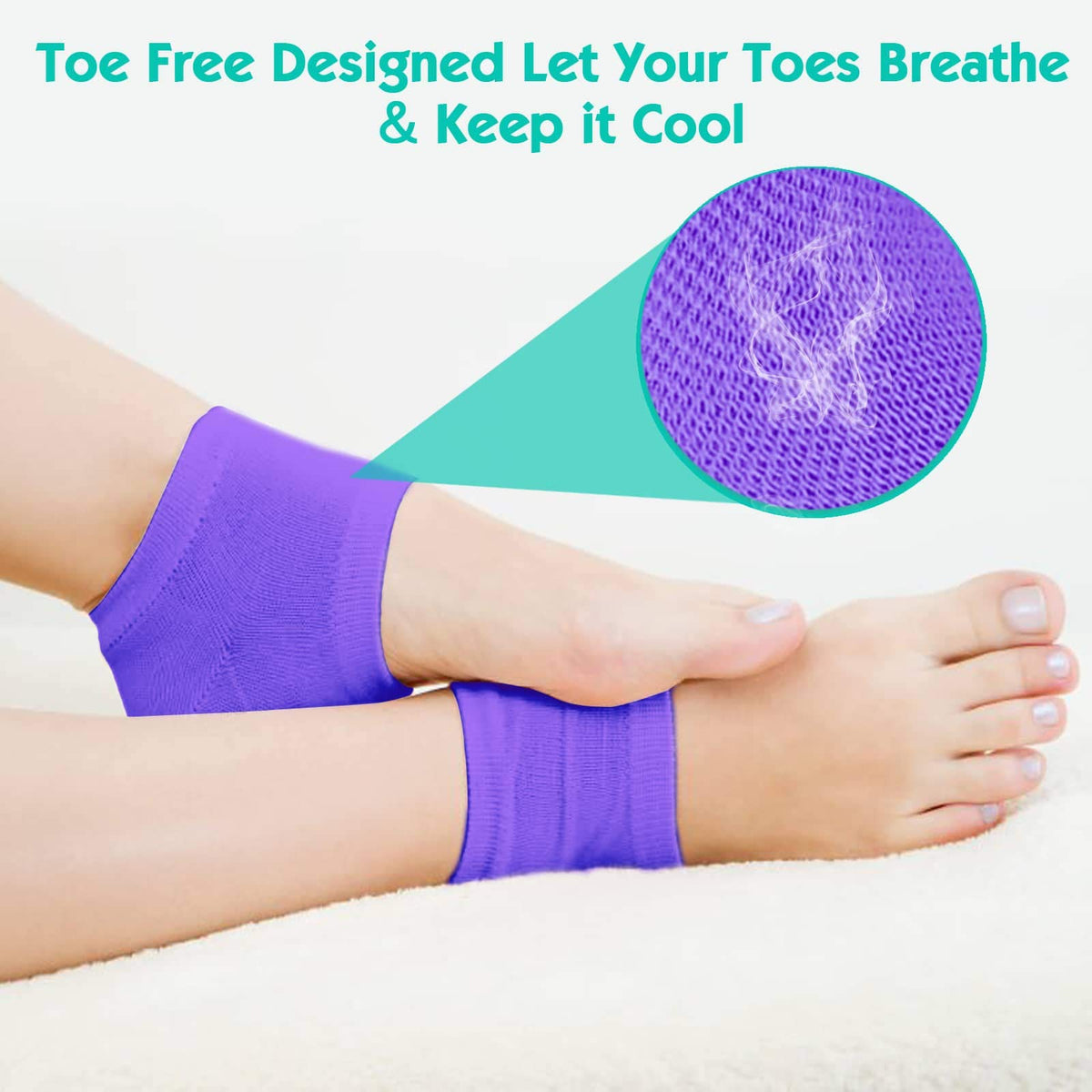 Selizo purple gel heel socks provide comfort while softening cracked heels