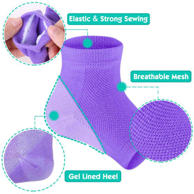 Selizo turquoise open-toe heel socks with gel inside for cooling moisture