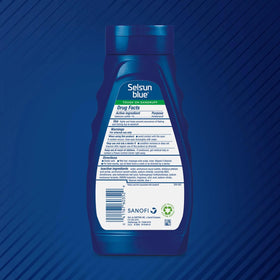 Selsun Blue shampoo lather on the scalp showing cleansing action for flakes